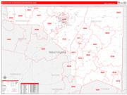 Morgantown Metro Area Wall Map Red Line Style 2022