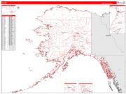 Alaska Wall Map Zip Code Red Line Style 2022