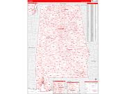 Alabama Wall Map Zip Code Red Line Style 2023