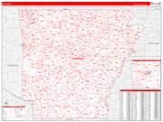 Arkansas Wall Map Zip Code Red Line Style 2023