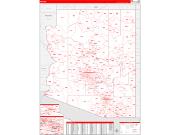 Arizona Wall Map Zip Code Red Line Style 2023
