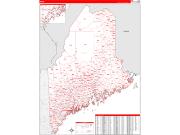 Maine Wall Map Zip Code Red Line Style 2023