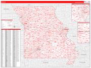 Missouri Wall Map Zip Code Red Line Style 2022