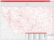 Montana Wall Map Zip Code Red Line Style 2023
