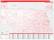 Nebraska Wall Map Zip Code Red Line Style 2022