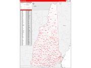 New Hampshire Wall Map Zip Code Red Line Style 2022