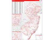New Jersey Wall Map Zip Code Red Line Style 2023