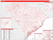 South Carolina Wall Map Zip Code Red Line Style 2023