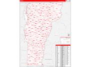 Vermont Wall Map Zip Code Red Line Style 2022
