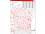 Wisconsin Wall Map Zip Code Red Line Style 2023