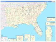 US Southeast Regional Wall Map Basic Style 2022