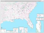 US Southeast Regional Wall Map Premium Style 2023