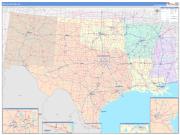 US South Central Regional Wall Map Color Cast Style 2023
