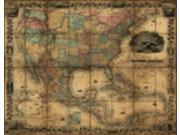 1857 United States Antique Wall Map