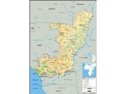 Congo Physical Wall Map