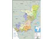 Congo Political Wall Map