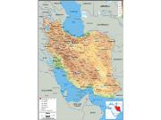 Iran Physical Wall Map