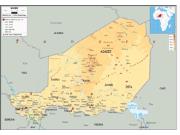 Niger Physical Wall Map