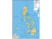 Philippines Physical Wall Map