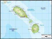 St. Kitts/Nevis Physical Wall Map