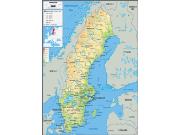 Sweden Physical Wall Map