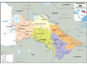 Turkmenistan Political Wall Map