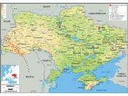 Ukraine Physical Wall Map