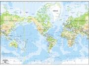 Americas-Centered World Physical Wall Map from GeoAtlas
