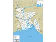 Bangladesh Road Wall Map