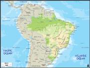 Brazil Physical Wall Map