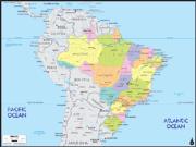 Brazil Political Wall Map