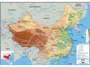 China Physical Wall Map