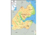 Djibouti Physical Wall Map