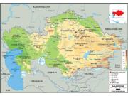 Kazakhstan Physical Wall Map
