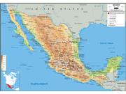 Mexico Physical Wall Map