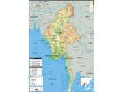 Myanmar Physical Wall Map