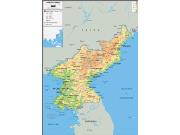 North Korea Physical Wall Map