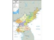 North Korea Political Wall Map