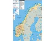 Norway Physical Wall Map