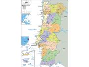 Portugal Political Wall Map