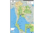 Thailand Physical Wall Map