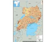 Uganda Physical Wall Map