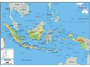 Indonesia Physical Wall Map