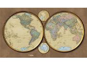 World Hemispheres Wall Map (includes Ocean Floor)