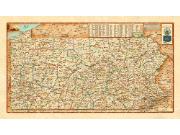 Pennsylvania Physical Antique Wall Map