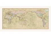 World Decorators Antique Pacific Centered Wall Map