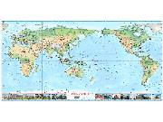 World Physical Pacific Centered Wall Map from Compart Maps