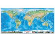 World Physical with USA West, Europe Centered Wall Map from Compart Maps