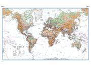 World Physical White Ocean  Wall Map