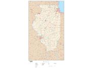 Illinois with Roads Wall Map